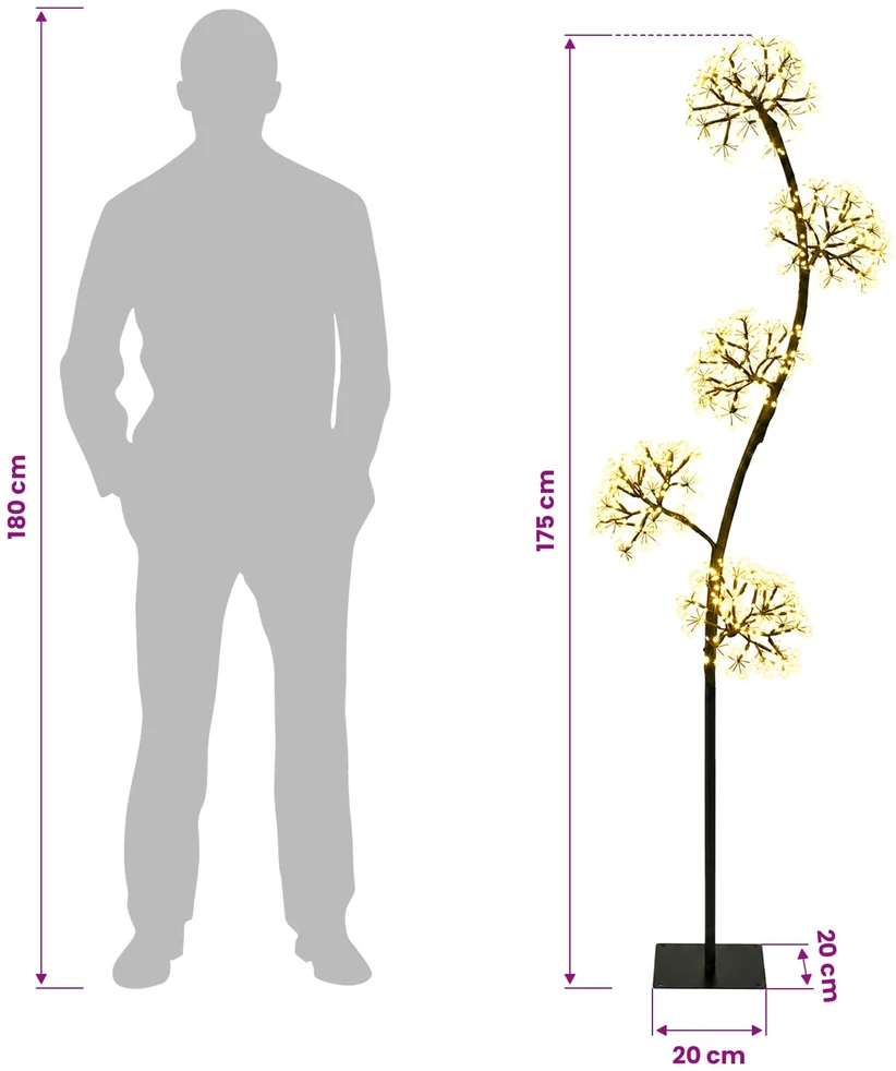 S formos LED kalėdinė eglutė Juoda 20 x 20 x 175 cm Plienas