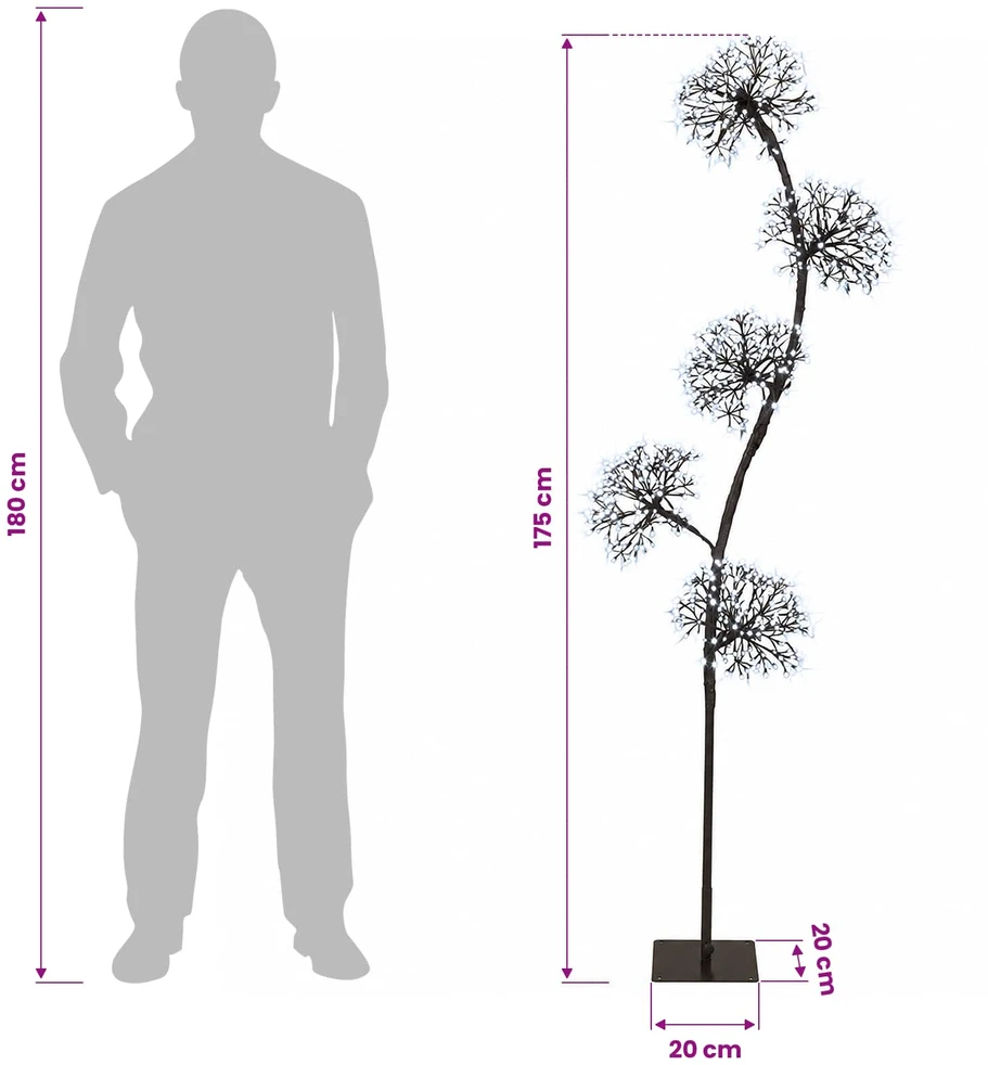 S formos LED kalėdinė eglutė Juoda 20 x 20 x 175 cm Plienas
