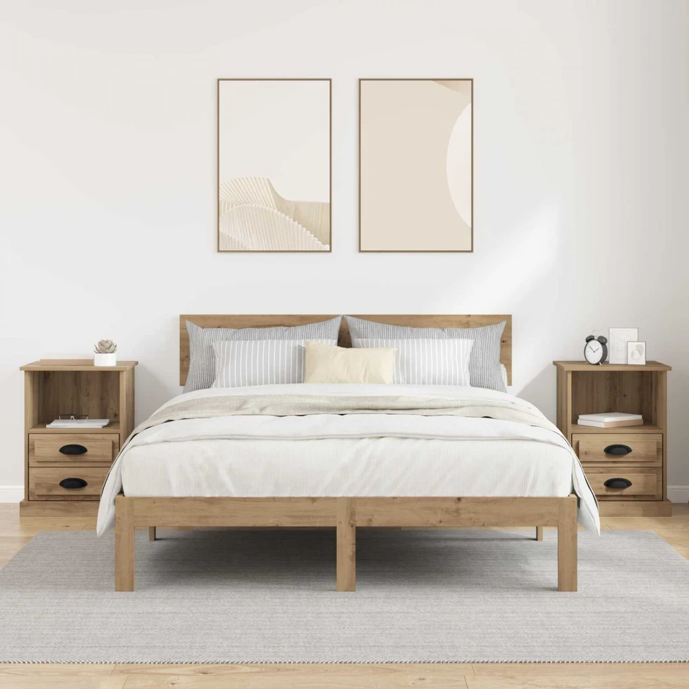 Šalia lovos spintelė 2 vnt. Amatininkų ąžuolas 36 x 43 x 60 cm