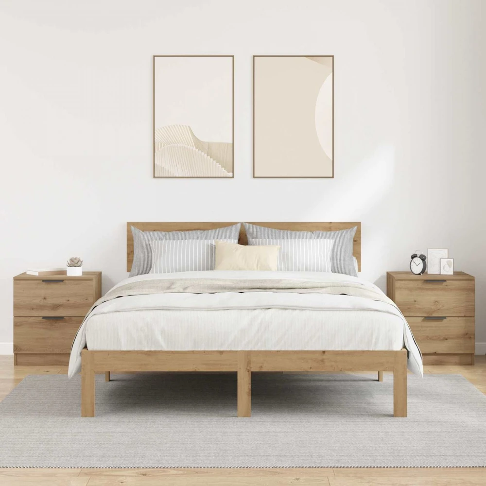Šalia lovos spintelė 2 vnt. Amatininkų ąžuolas 45 x 39 x 50 cm