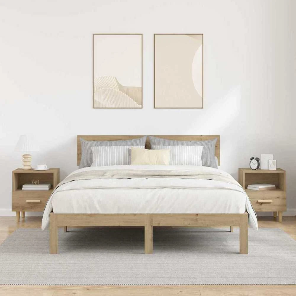 Šalia lovos spintelė 2 vnt. Amatininkų ąžuolas 40 x 35 x 47 cm