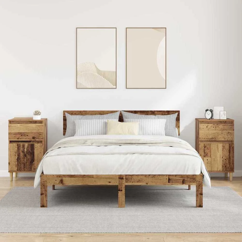 Šalia lovos spintelė 2 vnt. Senas medis 40 x 35 x 70 cm