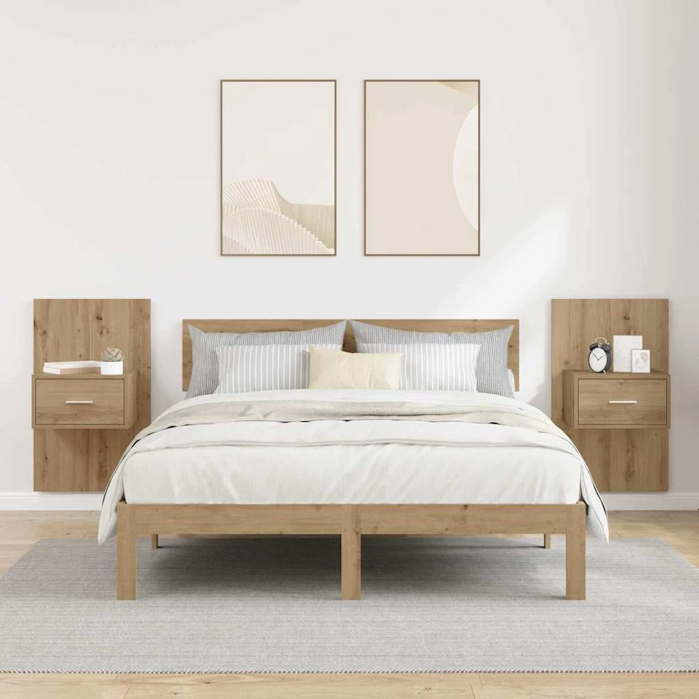 Šalia lovos spintelė 2 vnt. Amatininkų ąžuolas 50 x 32,5 x 80cm