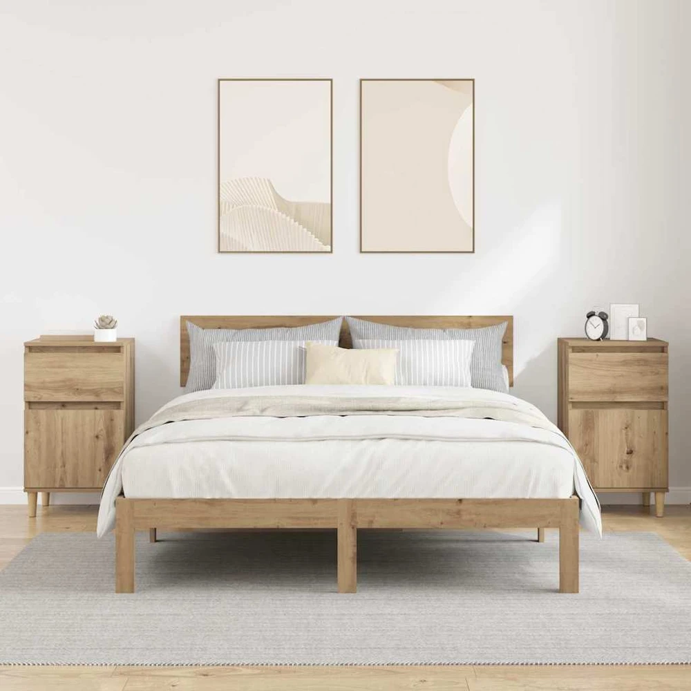 Šalia lovos spintelė 2 vnt. Amatininkų ąžuolas 40 x 35 x 70 cm