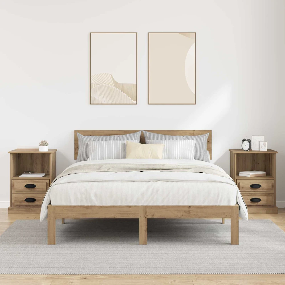 Šalia lovos spintelė 2 vnt. Amatininkų ąžuolas 36 x 43 x 60 cm