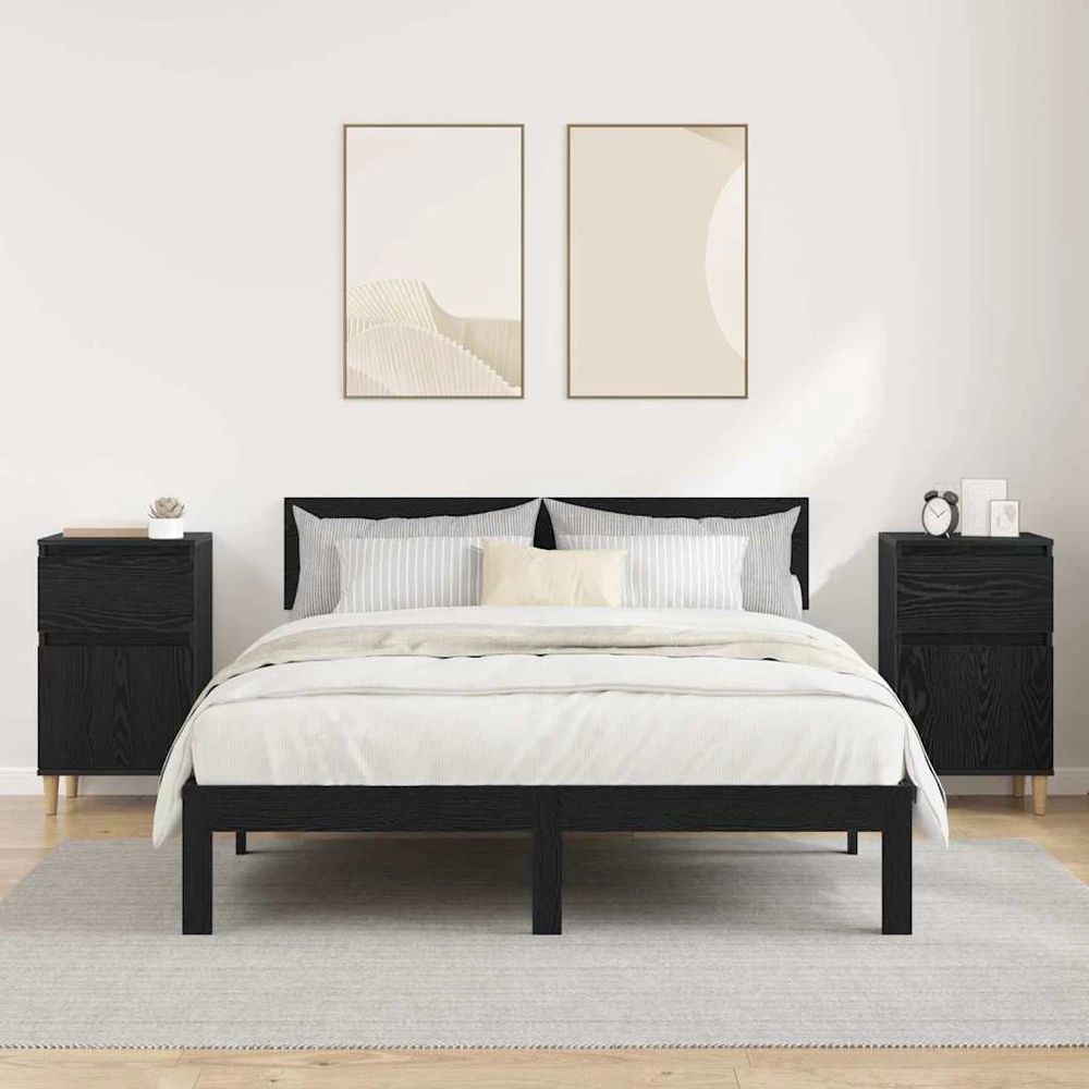 Šalia lovos spintelė 2 vnt. Juodas ąžuolas 40 x 35 x 70 cm