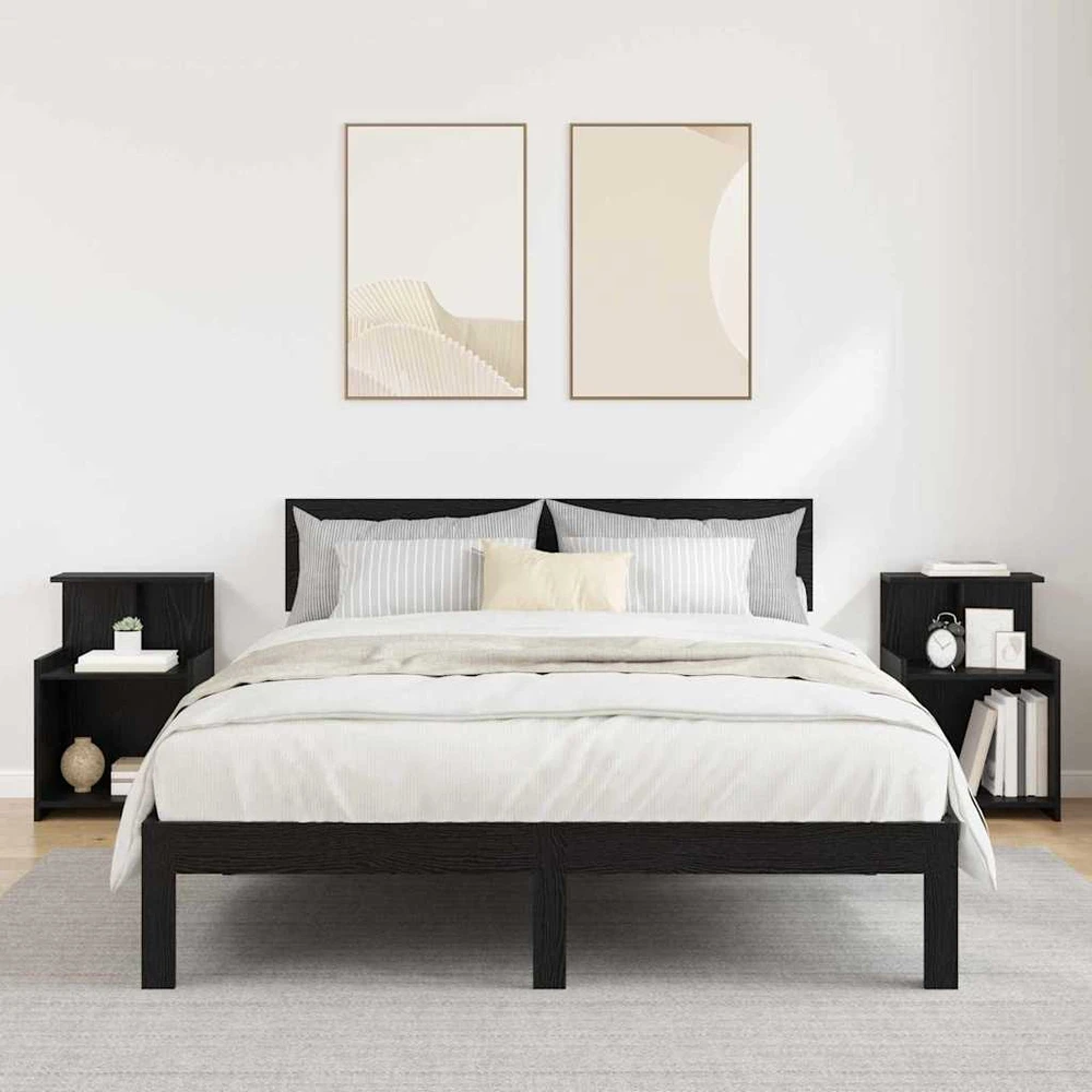 Šalia lovos spintelė 2 vnt. Juodas ąžuolas 40 x 35 x 60 cm