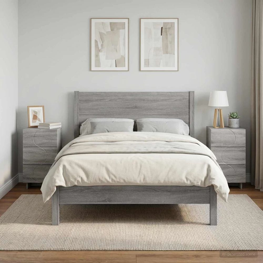 Šalia lovos spintelė 2 vnt. Pilka Sonoma 33,5 x 34,5 x 60 cm