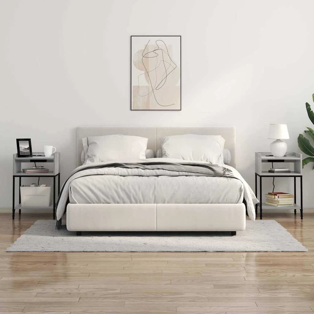 Šalia lovos spintelė 2 vnt. Pilkas Sonoma 40 x 40 x 61 cm