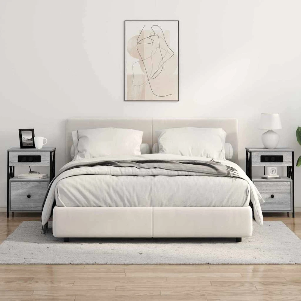 Šalia lovos spintelė 2 vnt. Pilkas Sonoma 40 x 31 x 60 cm
