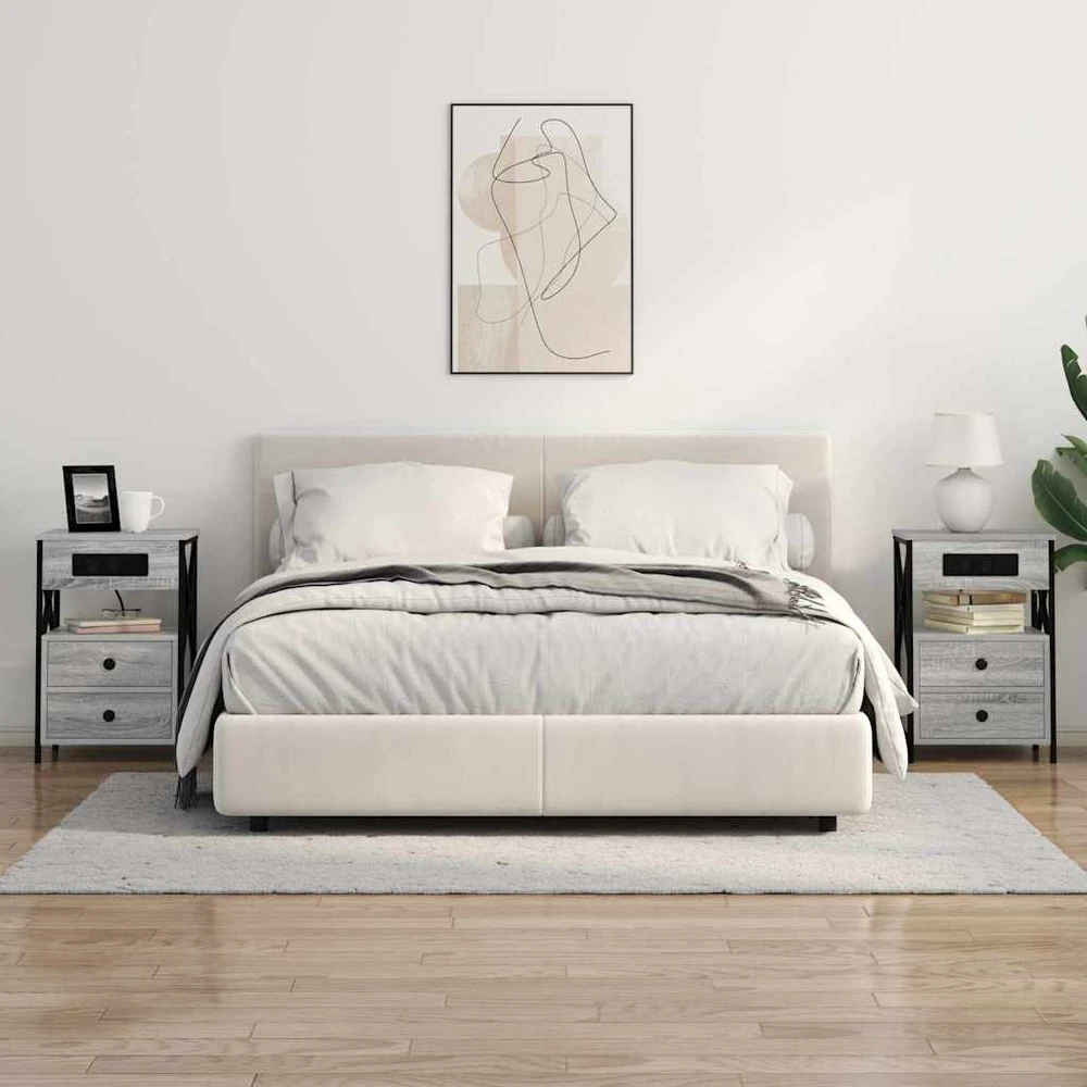 Šalia lovos spintelė 2 vnt. Pilkas Sonoma 40 x 31 x 60 cm