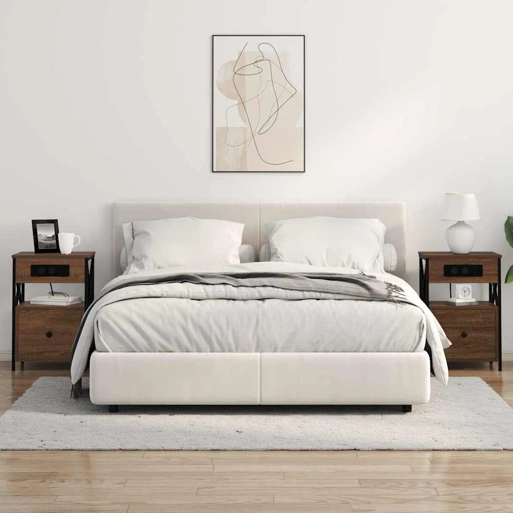 Šalia lovos spintelė 2 vnt. Rudas ąžuolas 40 x 31 x 60 cm