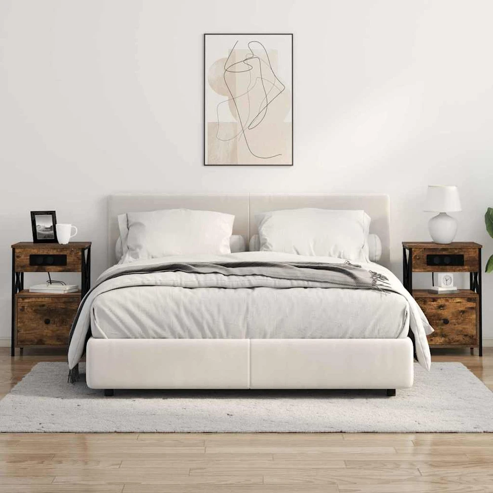 Šalia lovos spintelė 2 vnt. Rūkyta ąžuolas 40 x 31 x 60 cm
