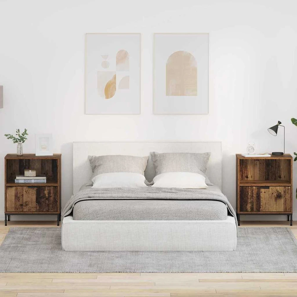Šalia lovos spintelė 2 vnt. Sena mediena 49 x 36 x 61 cm
