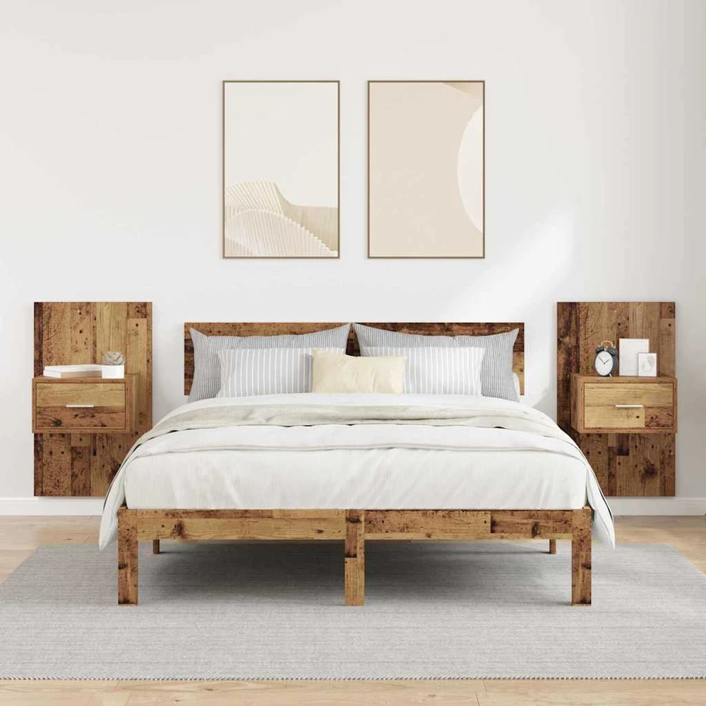 Šalia lovos spintelė 2 vnt. Senas medis 50 x 32,5 x 80cm