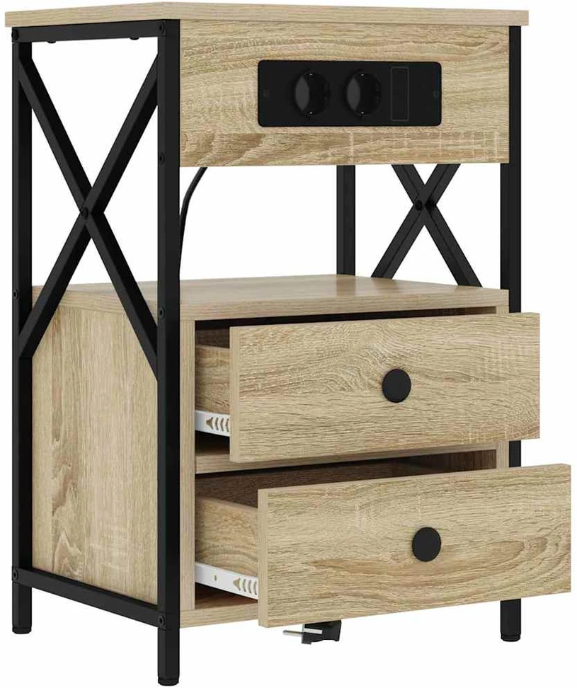 Šalia lovos spintelė 2 vnt. Sonoma ąžuolas 40 x 31 x 60 cm