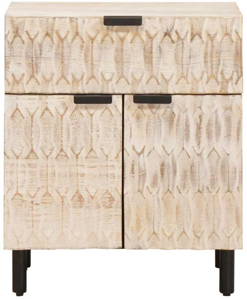 Šalia lovos spintelė Balta 50 x 33 x 60 cm Kietas mango medis