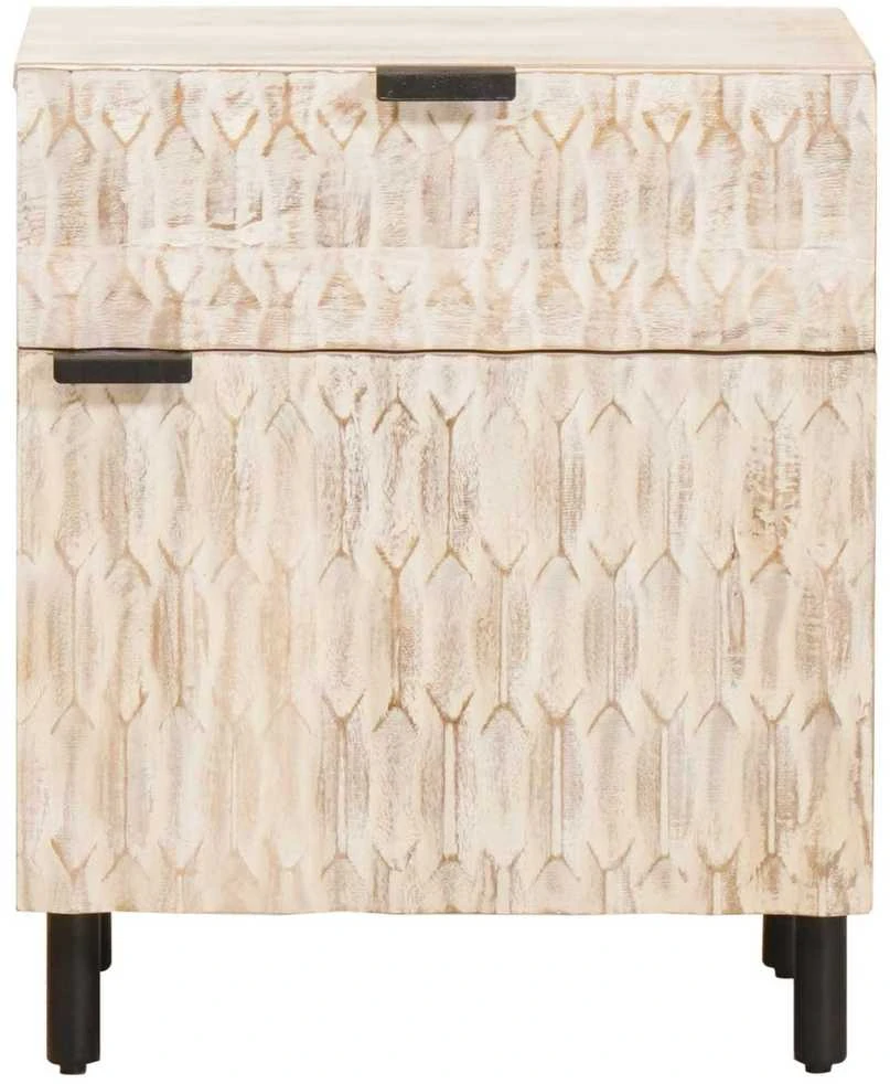 Šalia lovos spintelė Balta 50 x 33 x 60 cm Kietas mango medis