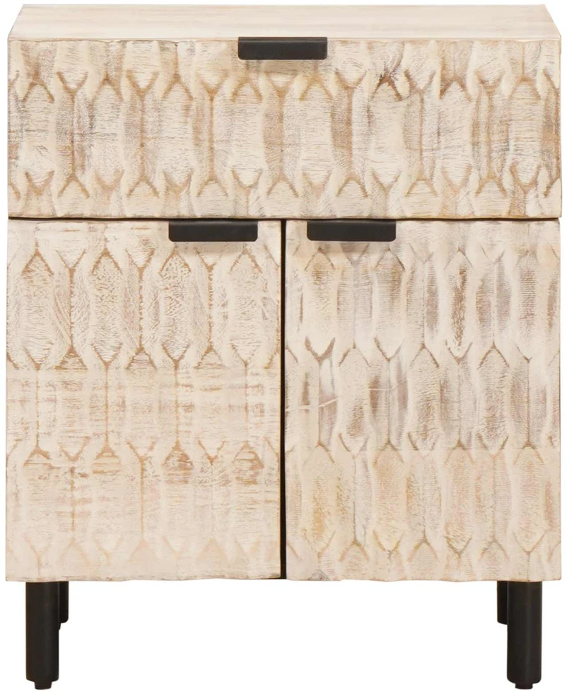 Šalia lovos spintelė Balta 50 x 33 x 60 cm Kietas mango medis