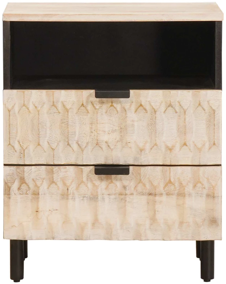 Šalia lovos spintelė Balta 50 x 33 x 62 cm Kietas mango medis