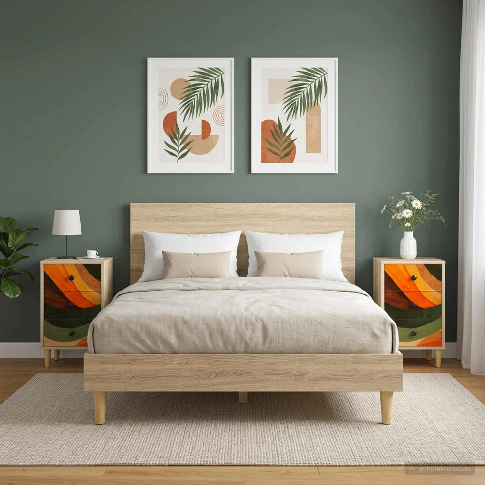 Šalia lovos spintelė BONN 2 vnt. Sonoma ąžuolas 36 x 33 x 60 cm