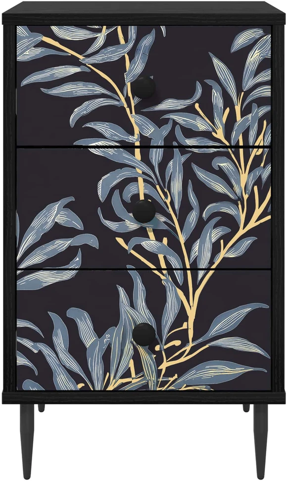 Šalia lovos spintelė DOKKUM Juodojo ąžuolo 36 x 33 x 61 cm