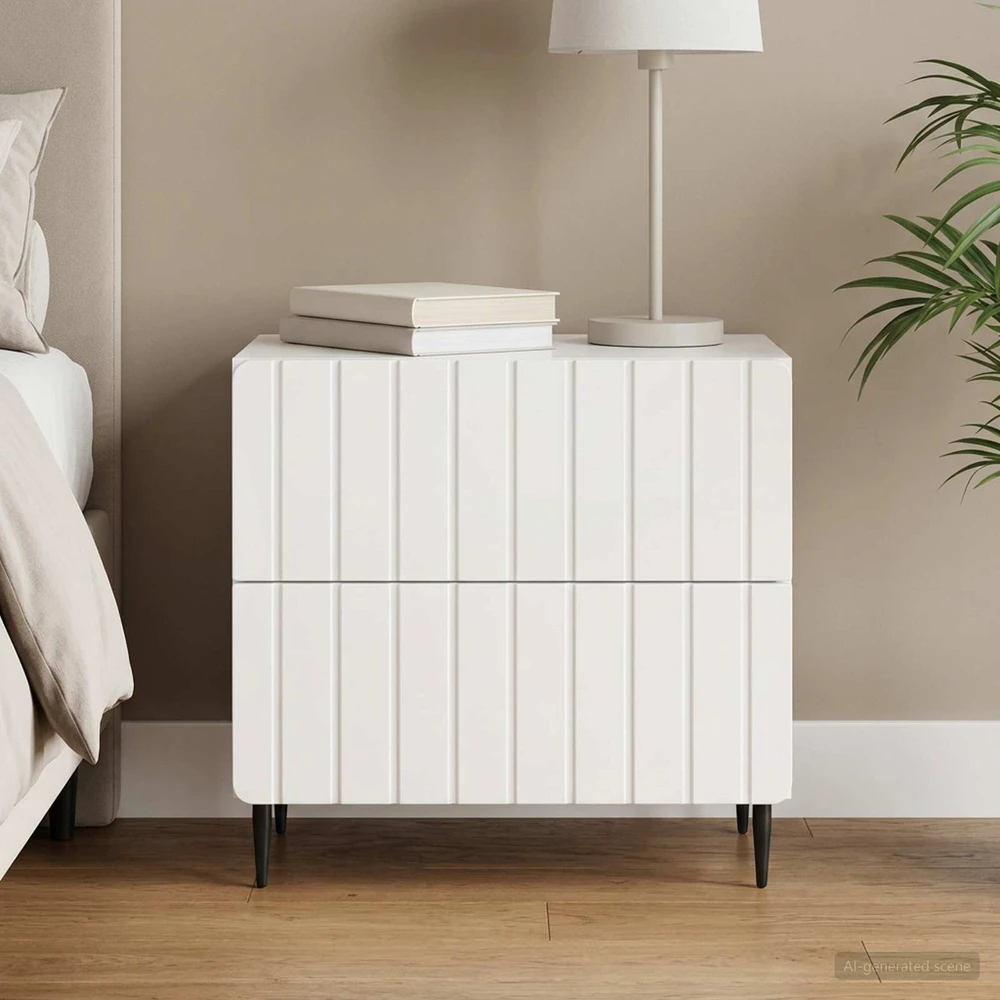 Šalia lovos spintelė Itin blizgi balta 62 x 34,5 x 49,5 cm