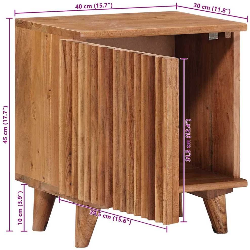 Rankų darbo naktinė spintelė Teak medžio rudas 40 x 30 x 45 cm