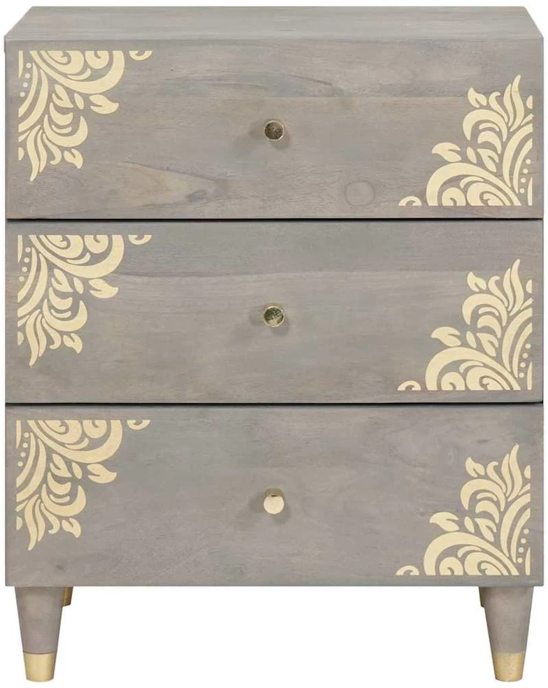 Šalia lovos spintelė Pilka 50 x 33 x 62 cm Kietas mango medis