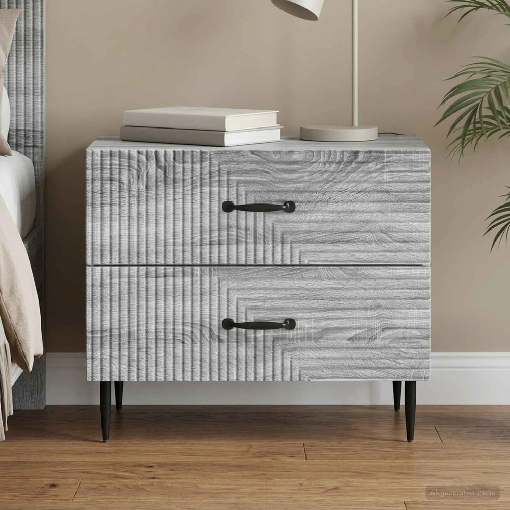Šalia lovos spintelė Pilka sonoma ąžuolo 62 x 34,5 x 47,5 cm