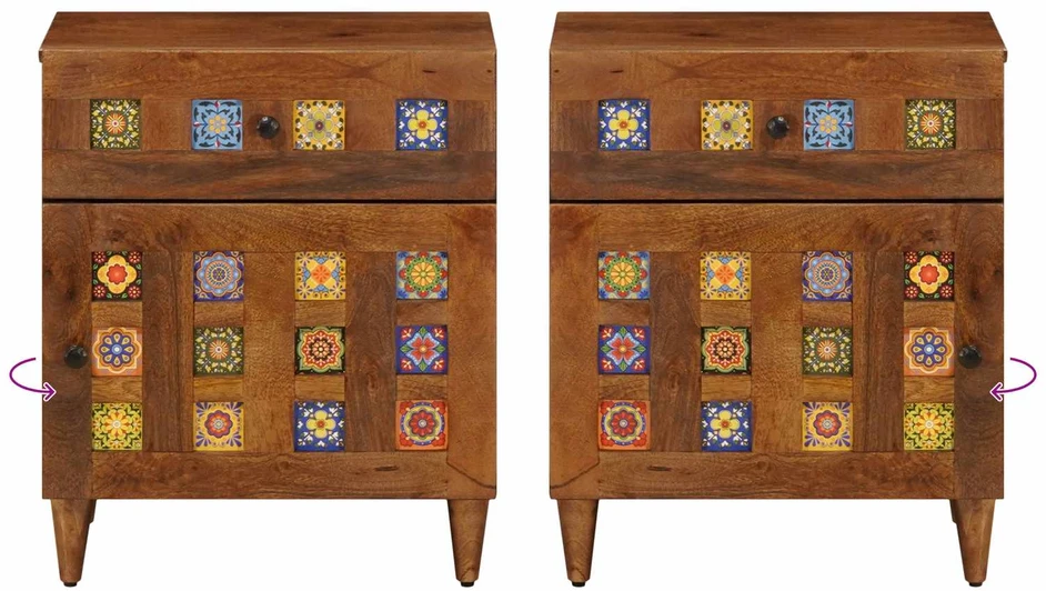 Šalia lovos spintelė Ruda 50 x 33 x 60 cm Kietas mango medis