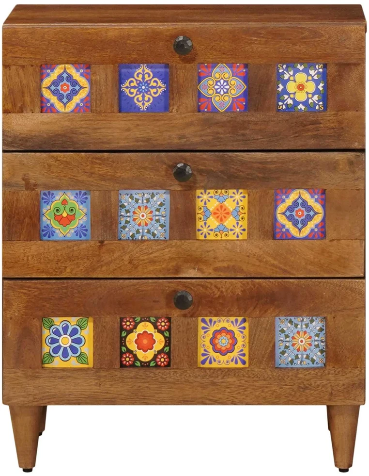Šalia lovos spintelė Ruda 50 x 33 x 62 cm Kietas mango medis