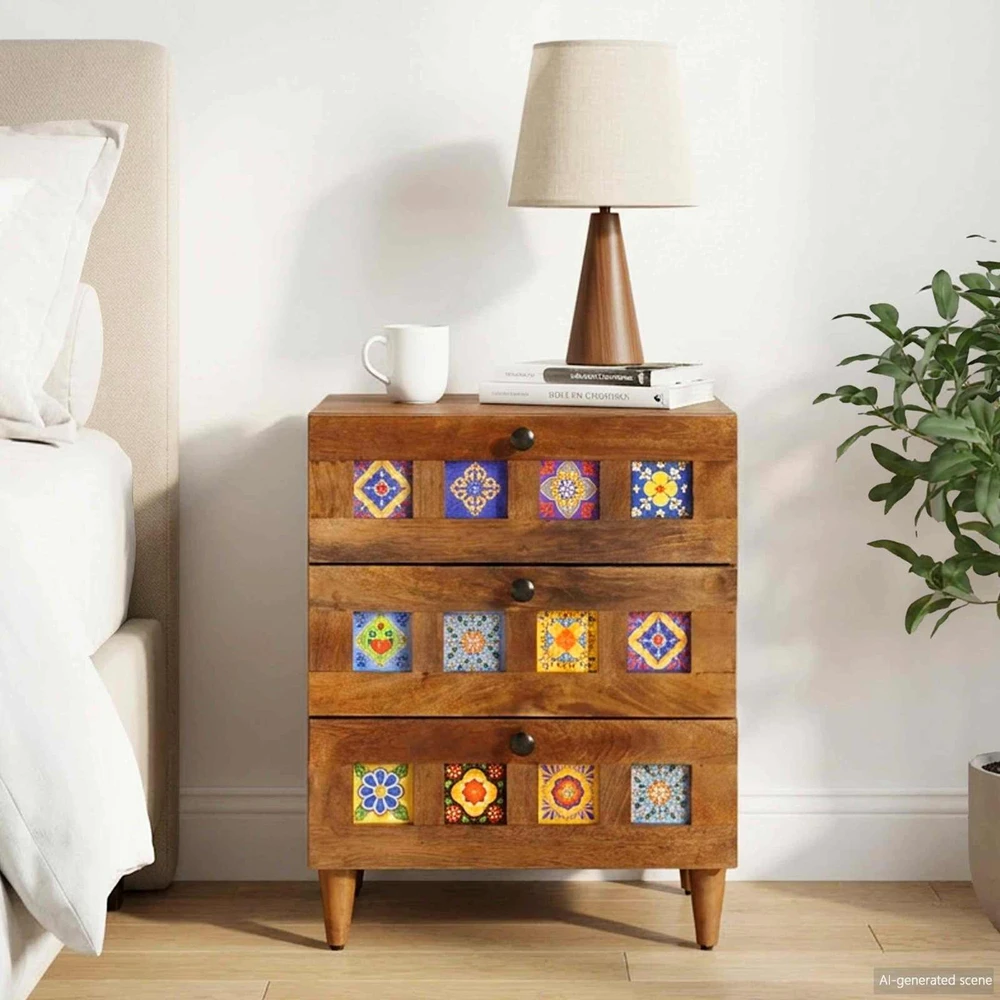 Šalia lovos spintelė Ruda 50 x 33 x 62 cm Kietas mango medis