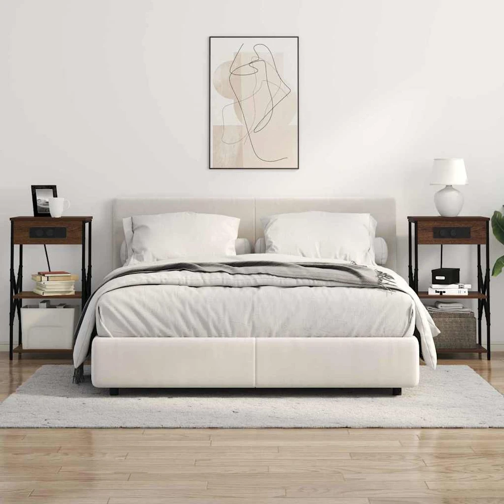 Šalia lovos spintelė su lentyna Rudas ąžuolas 41 x 31 x 76 cm