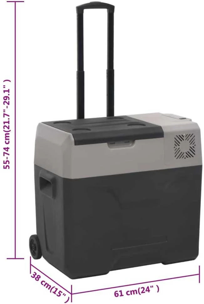 Šaltdėžė su ratukais ir adapteriu, juoda ir pilka, 50l, PP