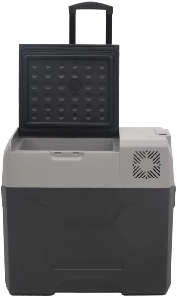 Šaltdėžė su ratukais ir adapteriu, juoda ir pilka, 50l, PP