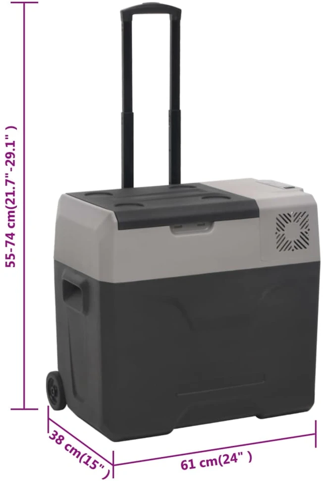 Šaltdėžė su ratukais ir adapteriu, juoda ir pilka, 50l, PP