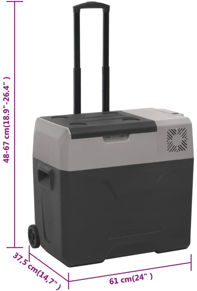 Šaltdėžė su ratukais ir adapteriu, juoda ir pilka, 40l, PP