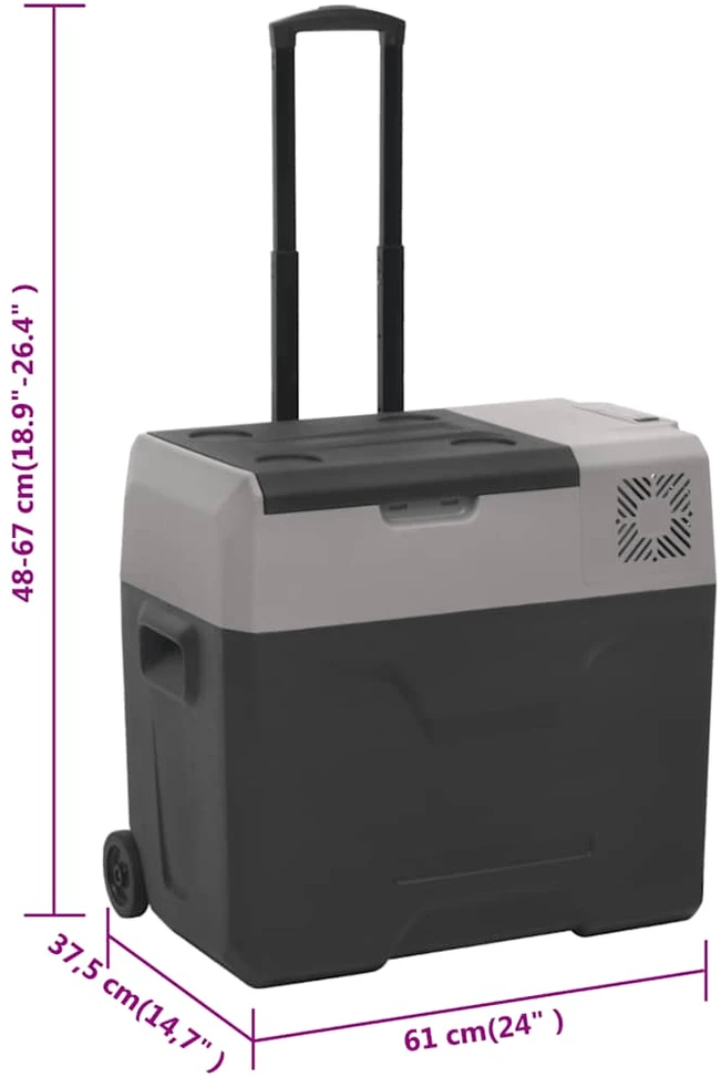 Šaltdėžė su ratukais ir rankena, juoda ir pilka, 40l, PP