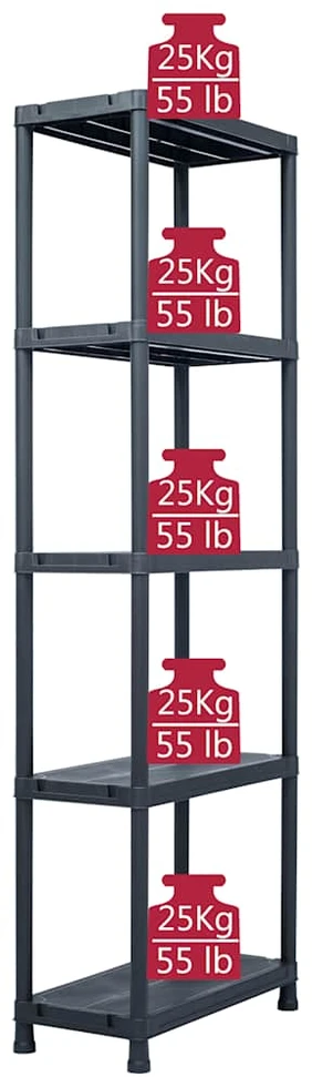 Sandėliavimo lentynos, 2vnt., juod., 60x30x180cm, plast., 125kg