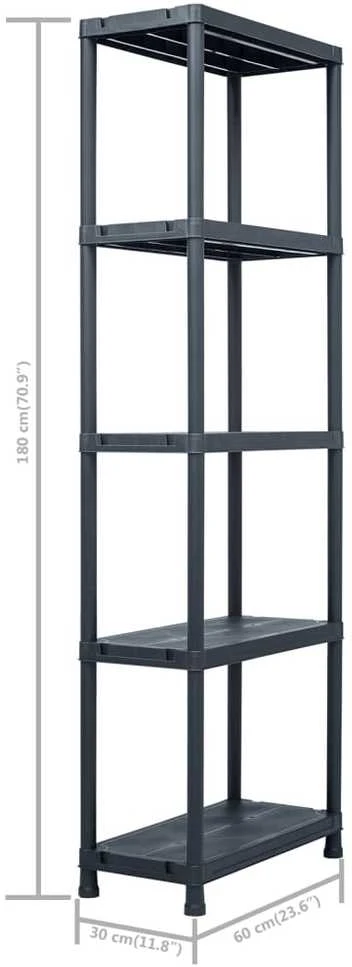 Sandėliavimo lentynos, 2vnt., juod., 60x30x180cm, plast., 125kg