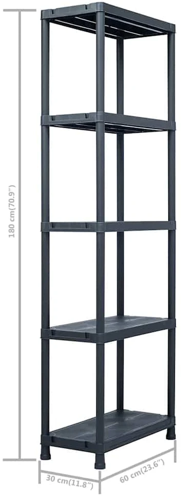 Sandėliavimo lentynos, 2vnt., juod., 60x30x180cm, plast., 125kg