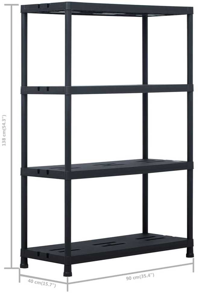 Sandėliavimo lentynos, 2vnt., juod., 90x40x138cm, plast., 220kg