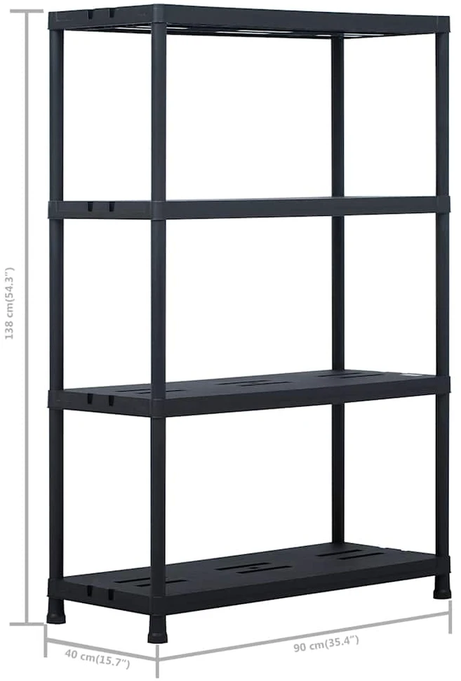 Sandėliavimo lentynos, 2vnt., juod., 90x40x138cm, plast., 220kg