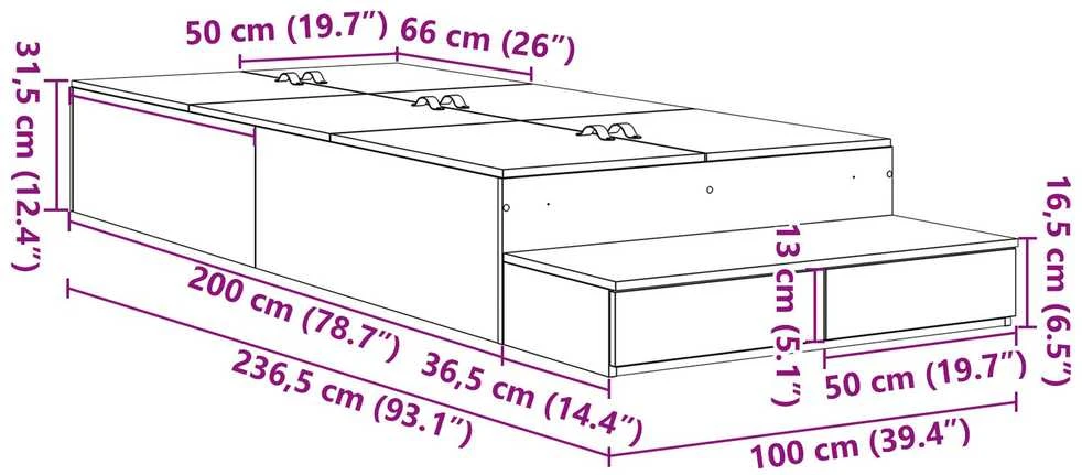 Lova su daiktų laikymo vieta Amatininkų ąžuolas 100 cm