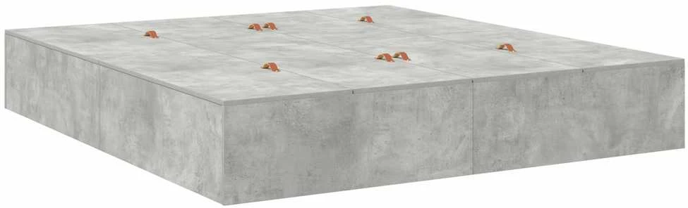 Lova su daiktų laikymo vieta Betono pilka 200 x 200 cm