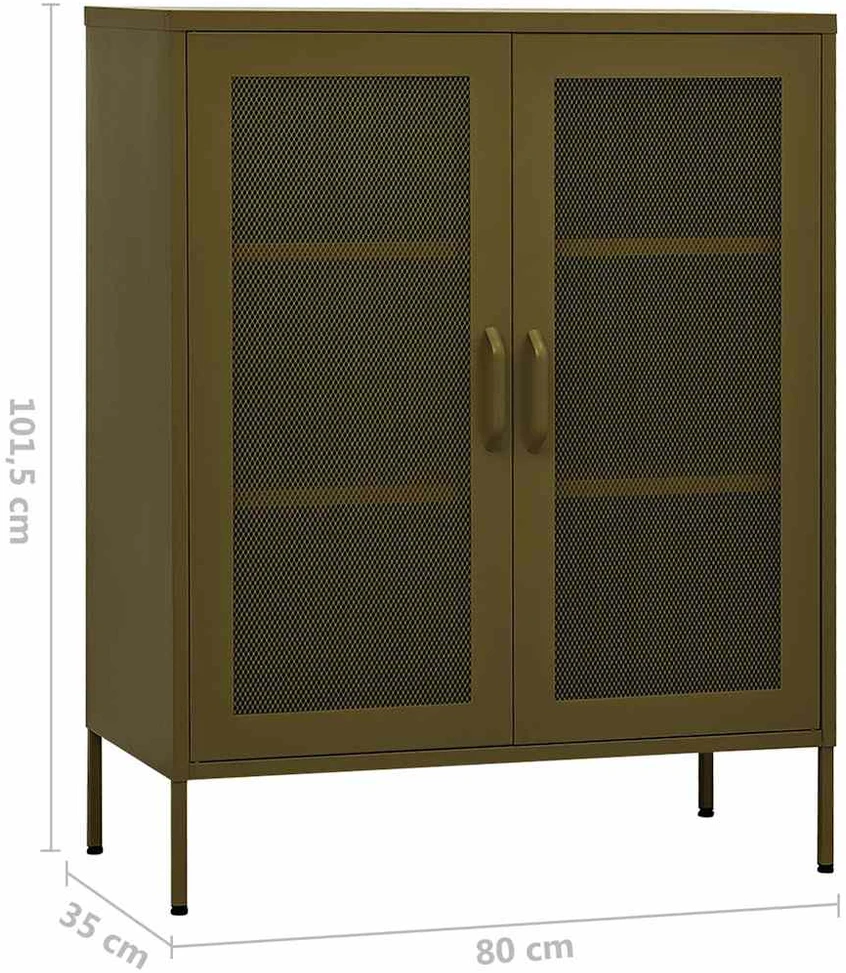Sandėliavimo spintelė, alyvuogių žalia, 80x35x101,5cm, plienas