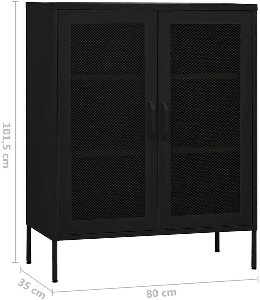 Sandėliavimo spintelė, juodos spalvos, 80x35x101,5cm, plienas