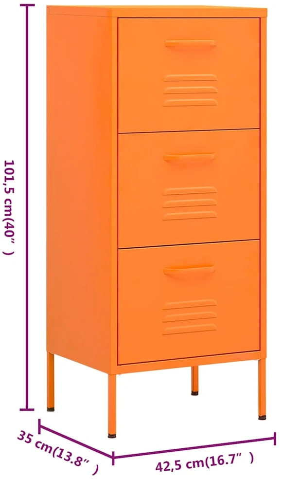 Sandėliavimo spintelė, oranžinė, 42,5x35x101,5cm, plienas