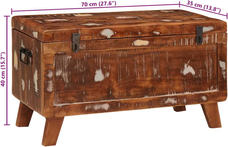 Saugojimo dėžė 70 x 35 x 40 cm perdirbtos medienos masyvas